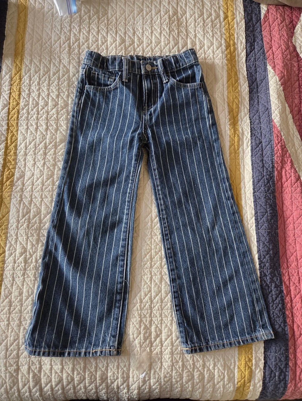 Old Navy Blue Pinstripe Wide-Leg Kids Jeans